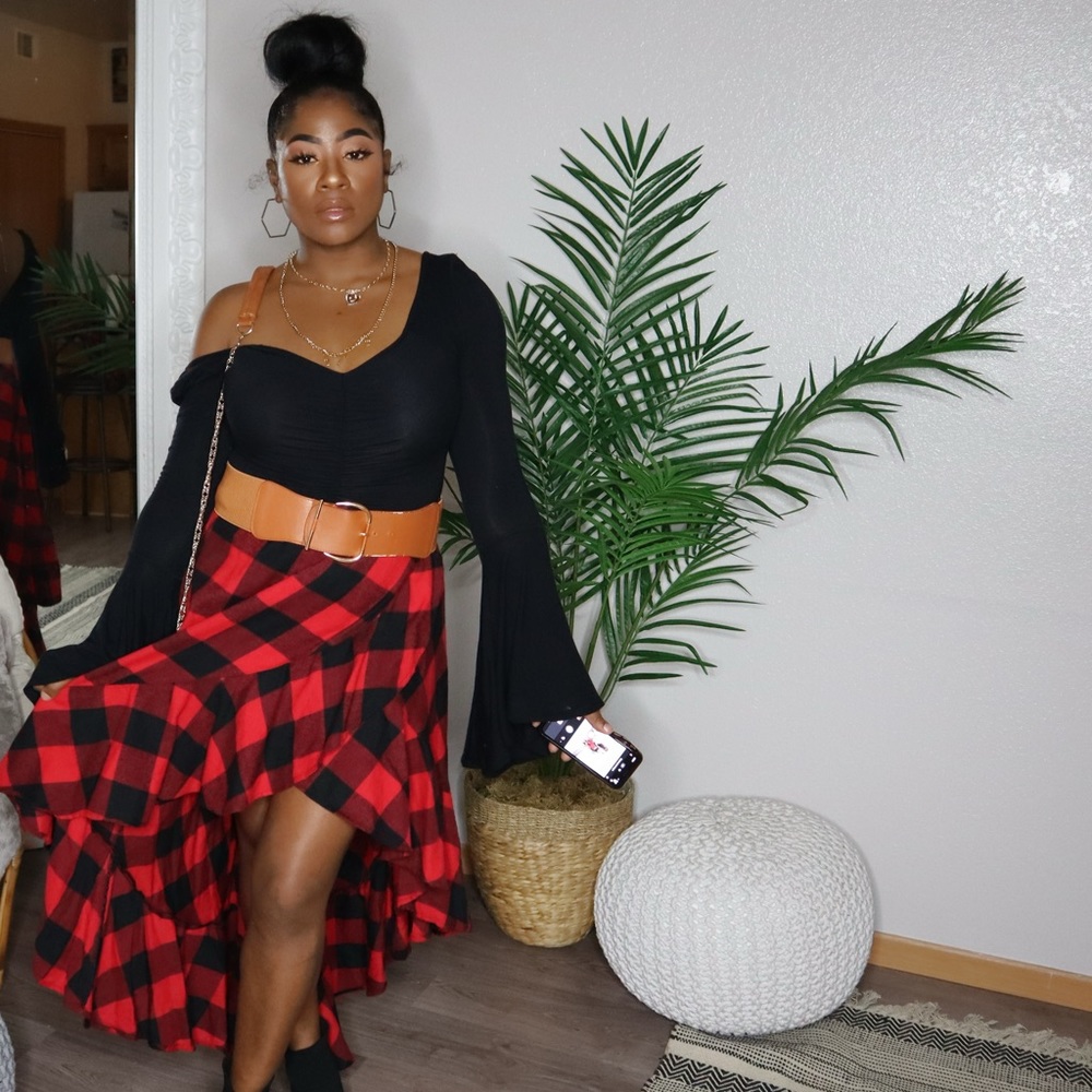 RUFFLE ALONG - Plaid Buffalo Skirt
